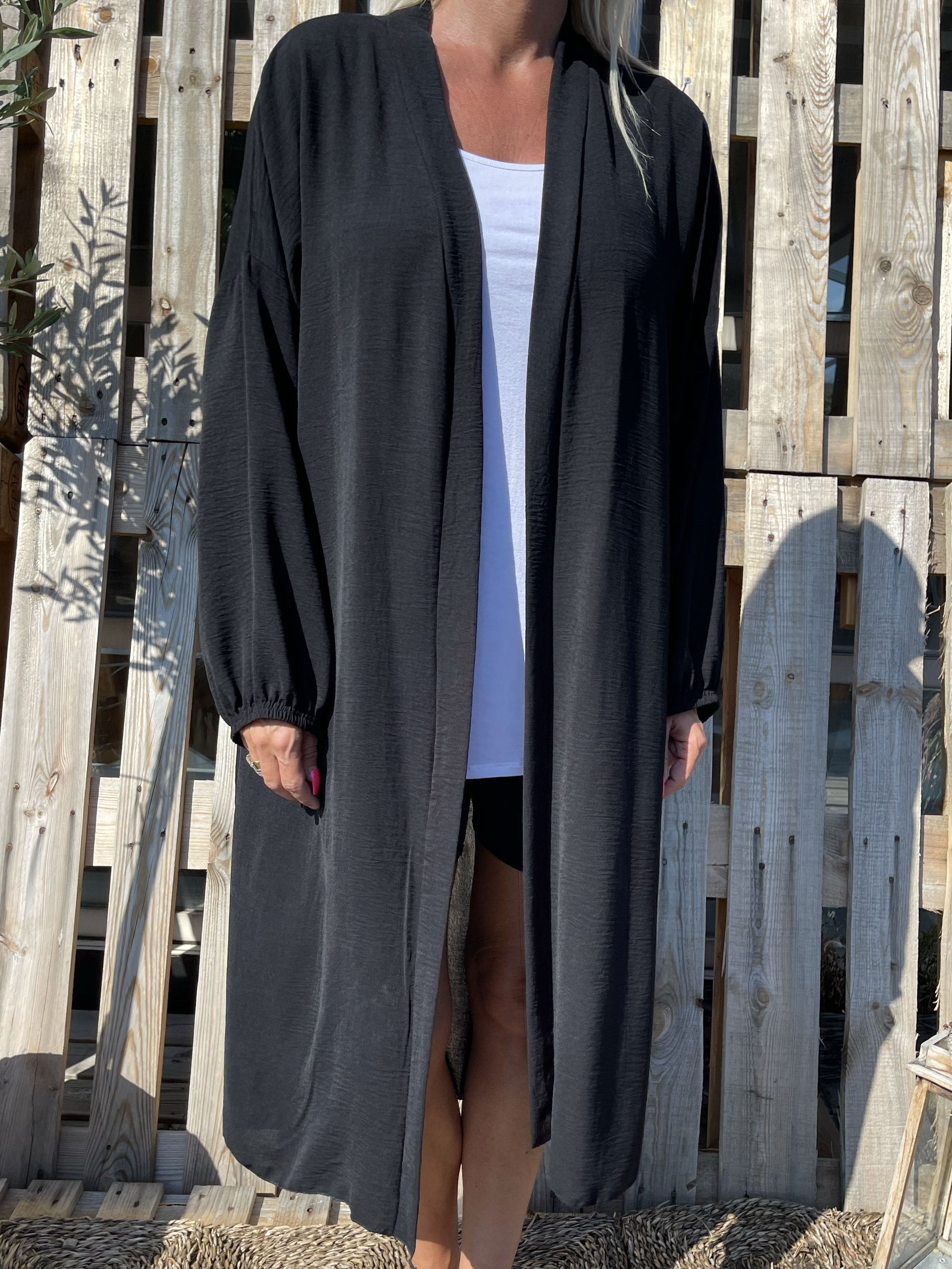 Ellen - Lätt kofta med ballongärmar - Navy